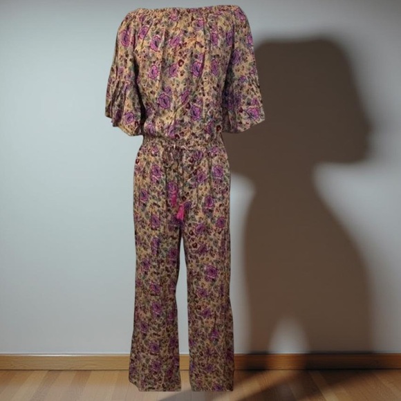 Anthropologie - Rags / Floral Boho Off Shoulder Bell Sleeve Jumpsuit NWT - Picture 6 of 15